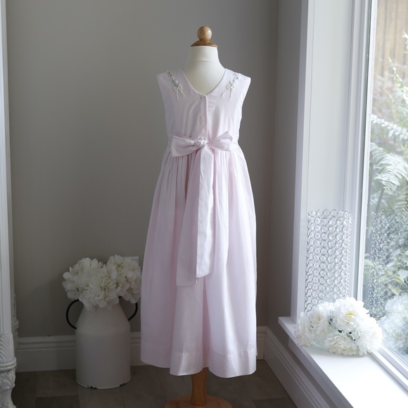 Strasburg Dress Pink Cotton Sundress Girls Size 8 Spring Portrait Vacation - Picture 5 of 5
